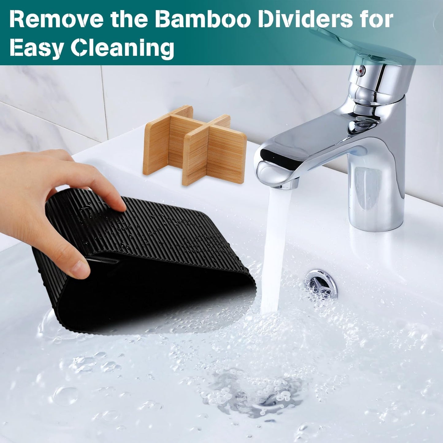 GFWARE Toothbrush Holders for Bathrooms, 5 Slots Bamboo Toothbrush Holder Kids Electric Toothbrush Holder and Toothpaste Holder for Bathroom Countertop Accessories Storage, Marble Toothbrush Organizer