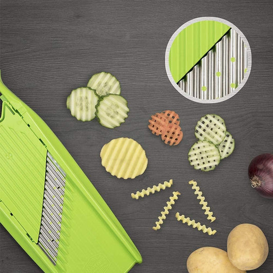 Börner Wave/Gaufrel XXL PowerLine Vegetable Slicer • Corrugated Vegetable Cutter • Corrugated/Waffle Cutter • Potato Grater for Grilled Potatoes Orange