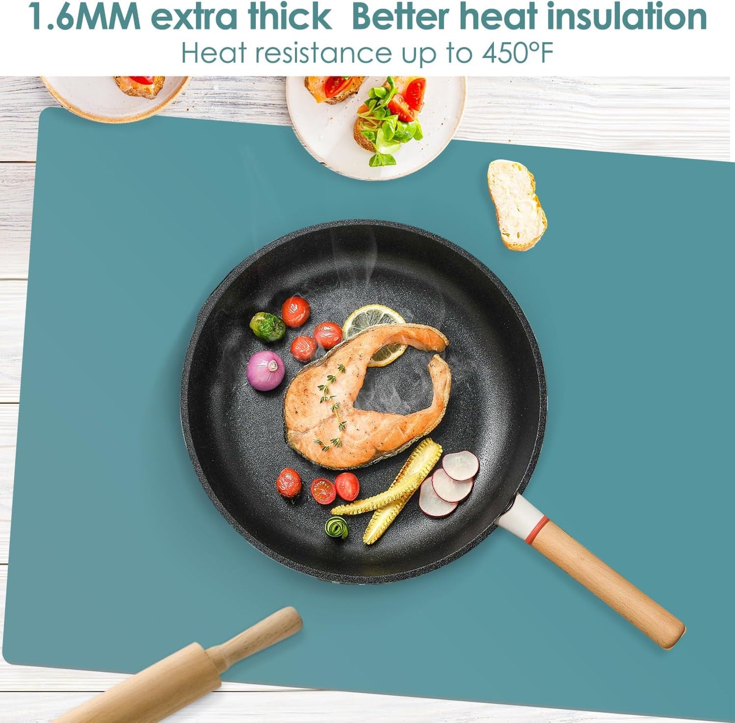 Standard Silicone Mat,Black Baking Mat-Food Grade Kids Dinner Table Placemat Non Slip Counter Mat with Raised Edges Heat Resistant Mat for Air Fryer Nonstick Pastry Dough Mat(1 Pack 23.6'' x 15.7'')