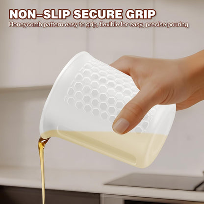 Silicone Measuring Cups Set 125ml + 250ml + 500ml for Cooking Reusable Baking Supplies Silicone Flexible Melting Measure Cup for Butter, Chocolate
