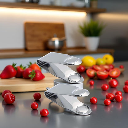 Stainless Steel Strawberry Huller Fruit Stem Remover Home Kitchen Tools for Cherry Tomato, Silver, 2.8 * 1, 2PCS