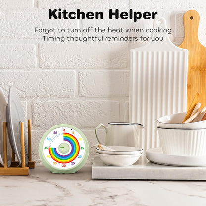 Visual Timer for Kids, 60-Minute Countdown for Classroom Office Kitchen, Desk Timer Kids Time Management Tools with Silent Operation, Pomodoro Timer Rainbow Pattern Purple