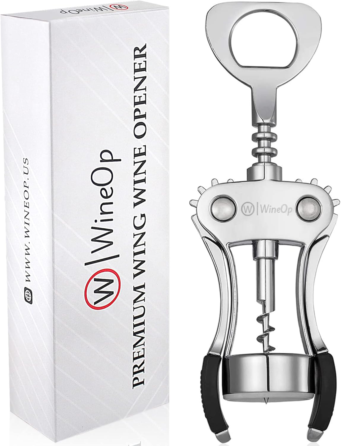 WineOp Professional Winged Wine Bottle Opener Corkscrew Beer Bottle Opener | Premium Wing Wine Opener Cork Screw for Home Kitchen Restaurant Bar Waiters Bartenders Multifunctional Easy Use Cork Opener
