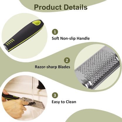 Handheld Cheese Graters with Cleaning Brush Stainless Steel Vegetable Grater with Wood Handle Multifunctional Kitchen Food Shredder for Chocolate Butter Nuts Ginger (Wooden Handle) By beardo decor