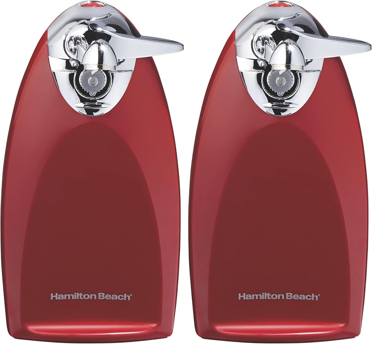 Hamilton Beach Electric Automatic Can Opener with Auto Shutoff, Knife Sharpener, Cord Storage, and SureCut Patented Technology, Extra-Tall, Red