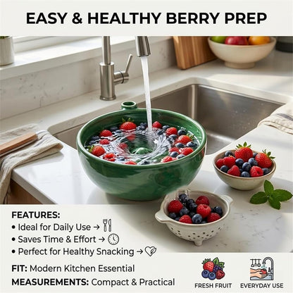Berry Swirl Bowl, Self Spinning Berry Washing Bowl, Berries Rinse and Drain Bowls with Vortex Washing Design, Fruit Washer Colander, Dynamic Swirl Cleaning Basket for Fruit Lovers (1pc)
