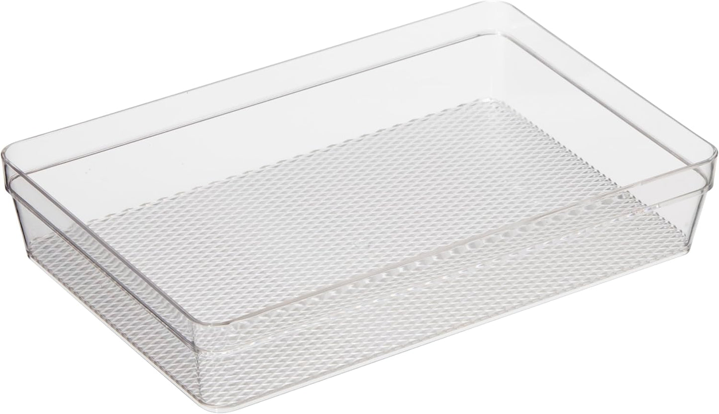 Oggi Clear Drawer Organizer - 3" X 12.5" - Ideal for Organizing Kitchen Drawers, Office, Desk, Silverware, Kitchen Utensils, Cosmetics and Bathrooms