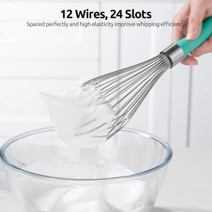 U-Taste 7" Mini Whisk for Cooking: 18/8 Stainless Steel Small Metal Kitchen Wisk, Tiny Hand Mixing Tool for Coffee, Egg, Sauce, 6-Wires Compact Head for Baking, Beating in Bowl, Mug, Jar (Set of 2)