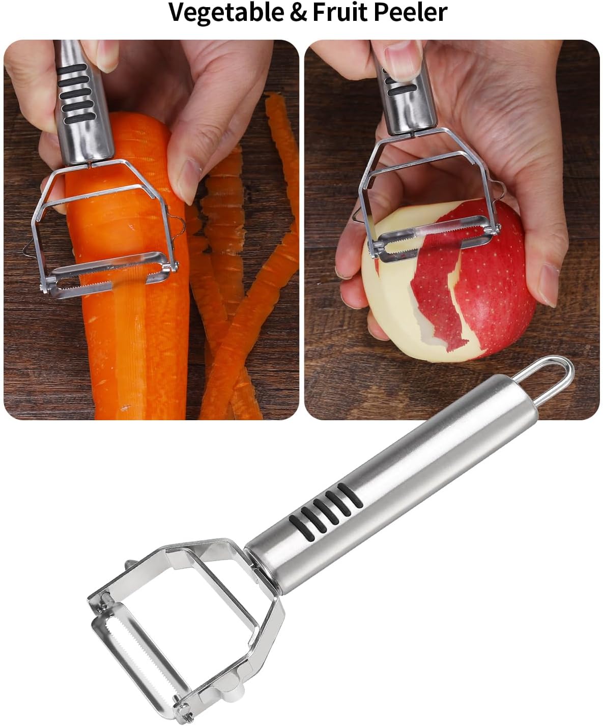 BURLIHOME Stainless Steel Fruit Carving Knife Set, 6 Pack Vegetable Engraving Blades for Kitchen, Melon Baller Scoop,Lemon Zester, Garnish Peeler,Crinkle Knife,V-shape Cutter