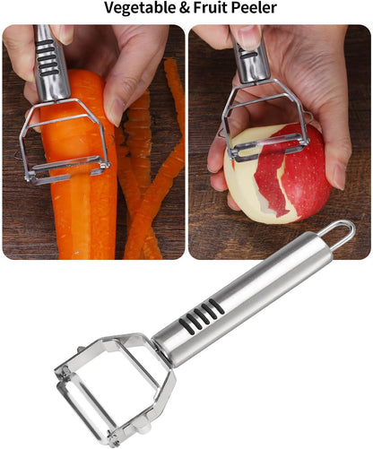 BURLIHOME Stainless Steel Fruit Carving Knife Set, 6 Pack Vegetable Engraving Blades for Kitchen, Melon Baller Scoop,Lemon Zester, Garnish Peeler,Crinkle Knife,V-shape Cutter