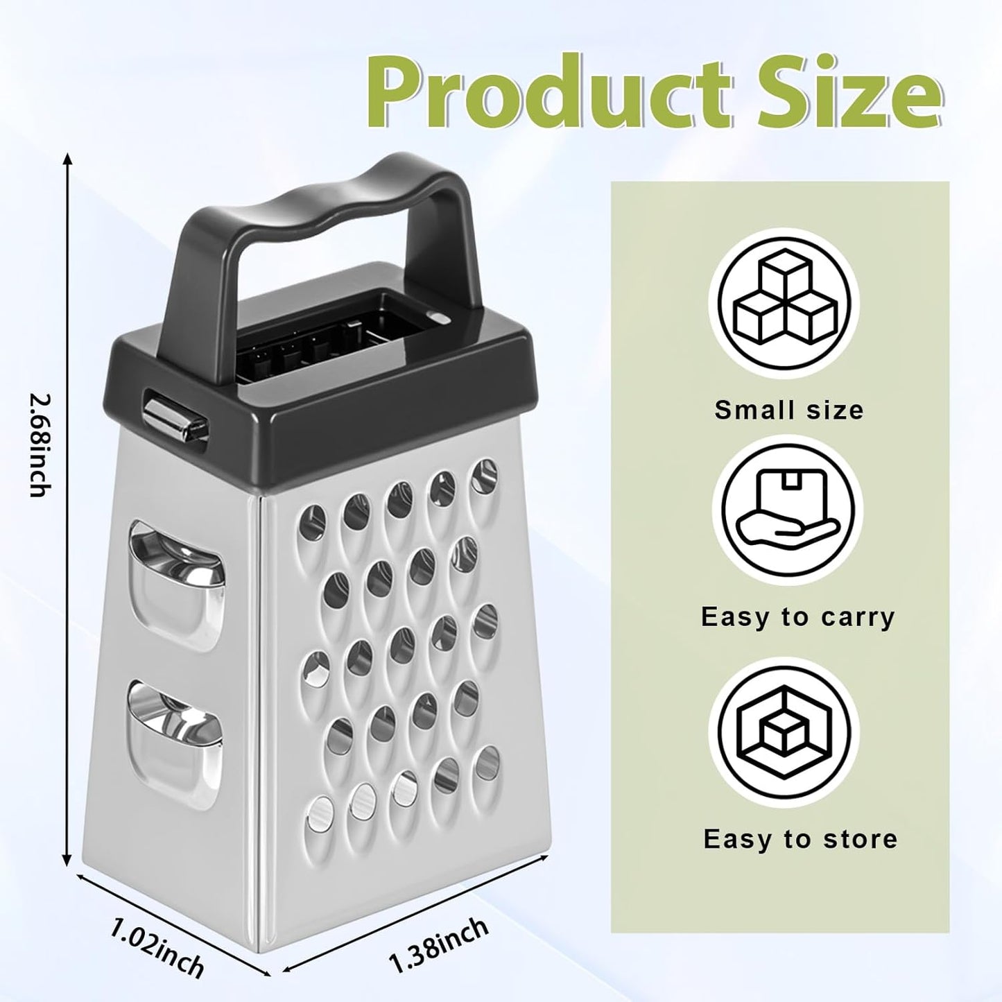 COMNICO Mini Cheese Grater, 3Pcs Stainless Steel Box Grater with Handle Professional Cheese Slicer Graters for Kitchen Slicer Cheese Ginger Vegetable (Blue/green/pink)