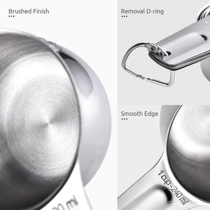 Measuring Cups, U-Taste Magnetic Measuring Cups and Spoons Set of 13 in 18/8 Stainless Steel: 7 Measuring Cups and 5 Measuring Spoons with 1 Professional Magnetic Measurement Conversion Chart