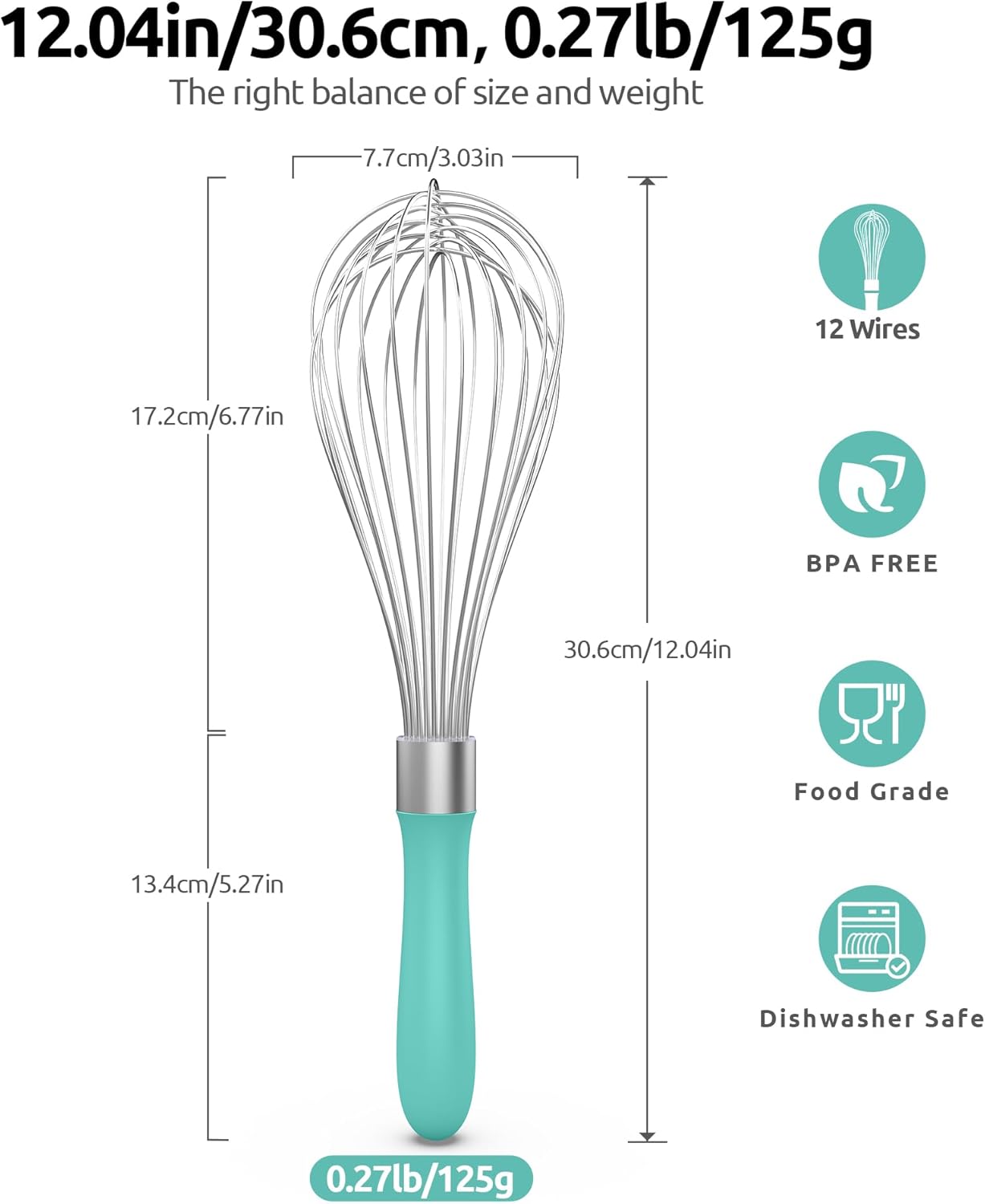 U-Taste 7" Mini Whisk for Cooking: 18/8 Stainless Steel Small Metal Kitchen Wisk, Tiny Hand Mixing Tool for Coffee, Egg, Sauce, 6-Wires Compact Head for Baking, Beating in Bowl, Mug, Jar (Set of 2)