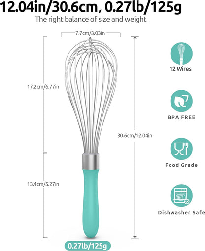 U-Taste 7" Mini Whisk for Cooking: 18/8 Stainless Steel Small Metal Kitchen Wisk, Tiny Hand Mixing Tool for Coffee, Egg, Sauce, 6-Wires Compact Head for Baking, Beating in Bowl, Mug, Jar (Set of 2)
