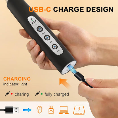 YUSWKO Black Handheld Milk Frother Wand for Coffee, Rechargeable Electric Whisk with 3 Heads 3 Speeds Drink Mixer Coffee Frother For Latte, Cappuccino, Hot Chocolate, Egg