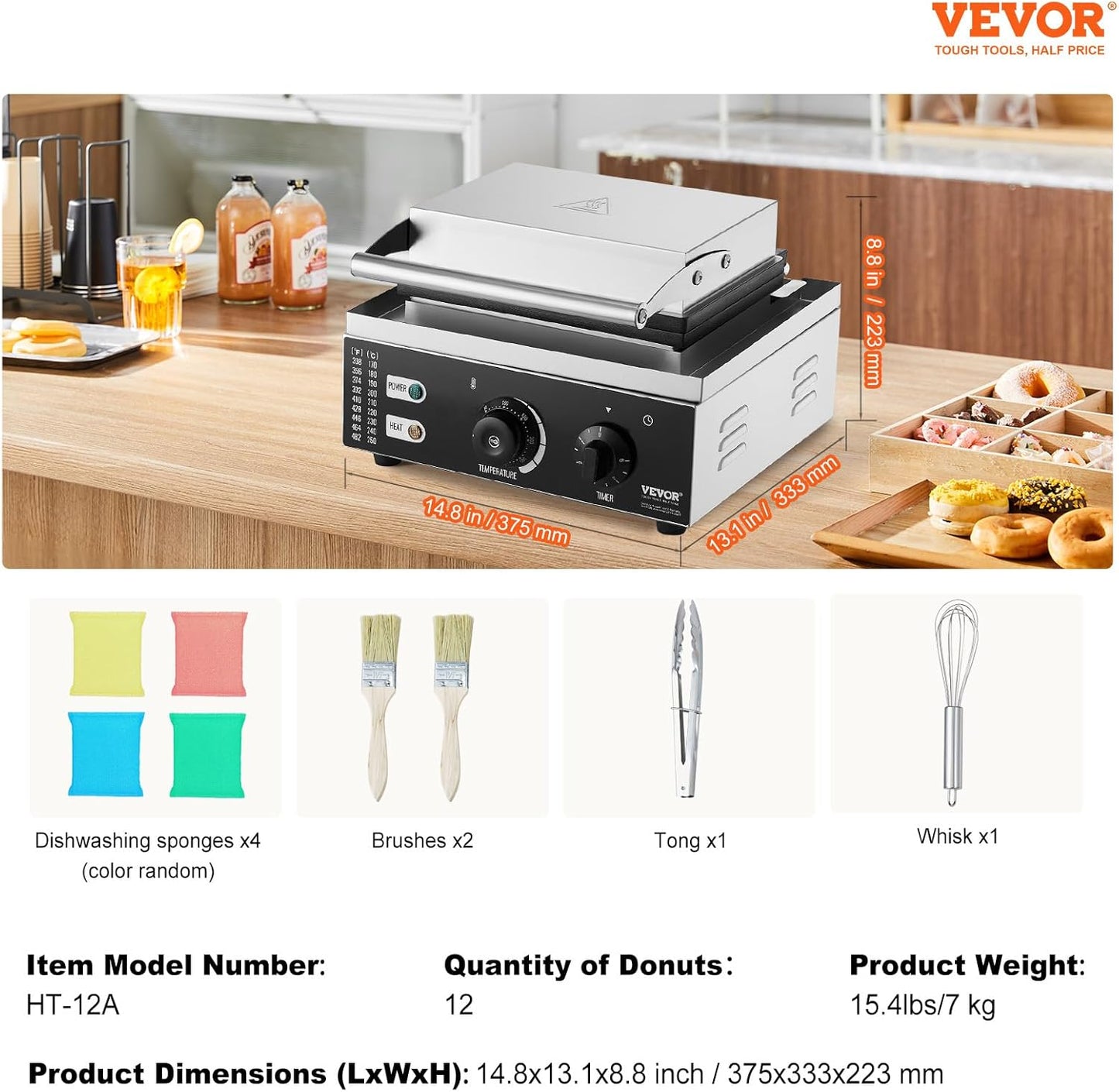 VEVOR Donut Depositor, Large Capacity Manual Donuts Dropper, 304 Stainless Steel Commercial Batter Dispenser, 6 Thicknesses Adjustment Doughnut Hopper with Stand, For Restaurant Cafe Bakery Kitchen