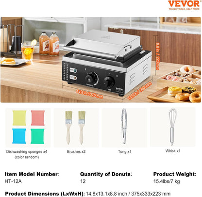 VEVOR Donut Depositor, Large Capacity Manual Donuts Dropper, 304 Stainless Steel Commercial Batter Dispenser, 6 Thicknesses Adjustment Doughnut Hopper with Stand, For Restaurant Cafe Bakery Kitchen
