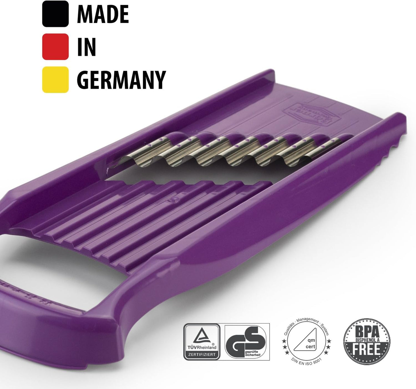 Börner Wave/Gaufrel XXL PowerLine Vegetable Slicer • Corrugated Vegetable Cutter • Corrugated/Waffle Cutter • Potato Grater for Grilled Potatoes Orange