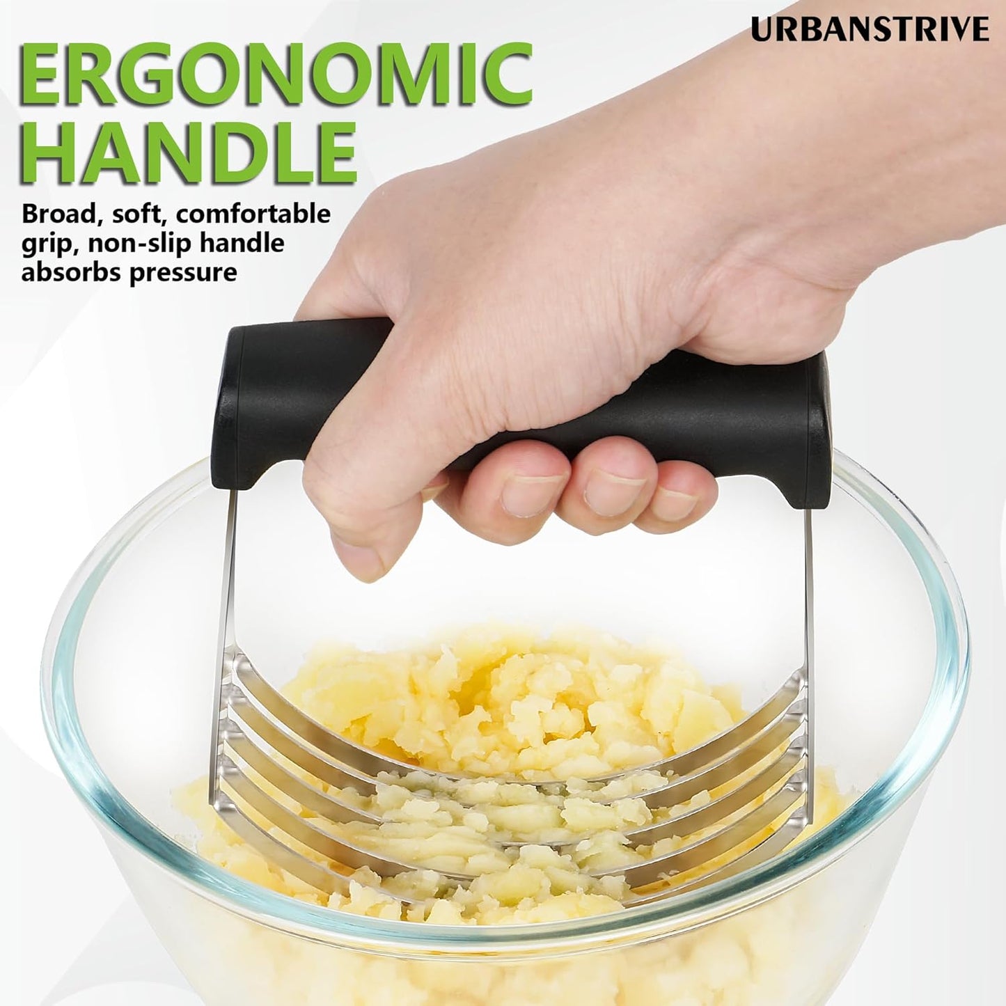 Urbanstrive Large Pastry Cutter Tool, Top Professional Pastry Blender Stainless Steel, Heavy Duty Dough Blender, Dishwasher Safe Baking Supplies Baking Tools, Black