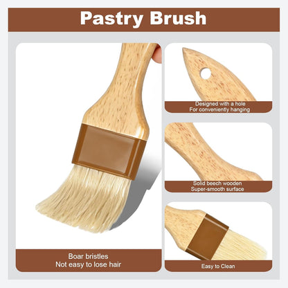 4 pcs Pastry Brush, Natural Bristle Basting Brush for Cooking and Baking, Premium BBQ Brushes for Butter, Oil, Egg, Sauce, Turkey, Marinade and Kitchen Food by SFIUYLB