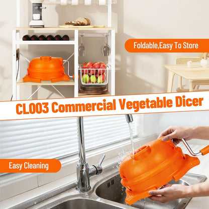 CL003 Dynacube Commercial Vegetable Dicer, 2 Replaceable Blades, 1/4" x 1/4" Heavy Duty Food Prep Cutter, Orange Manual Cuber, Tomato Dicer, Potato Cuber, Vegetable Cube Cutter
