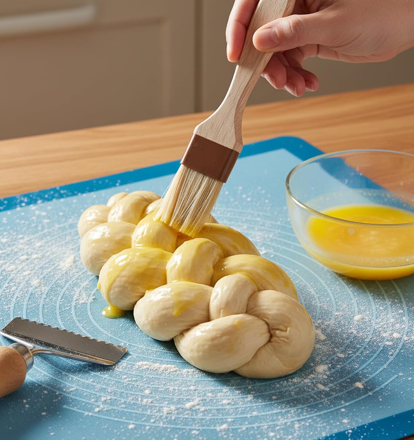 4Pcs Pastry Brush, Natural Bristle Pastry Brushes for Cooking Baking Grilling Basting Brush with Beech Wooden Handle for Butter Oil Marinade, Grilling & Baking Kitchen Food Brushes (1 Inch & 1.5 Inch)