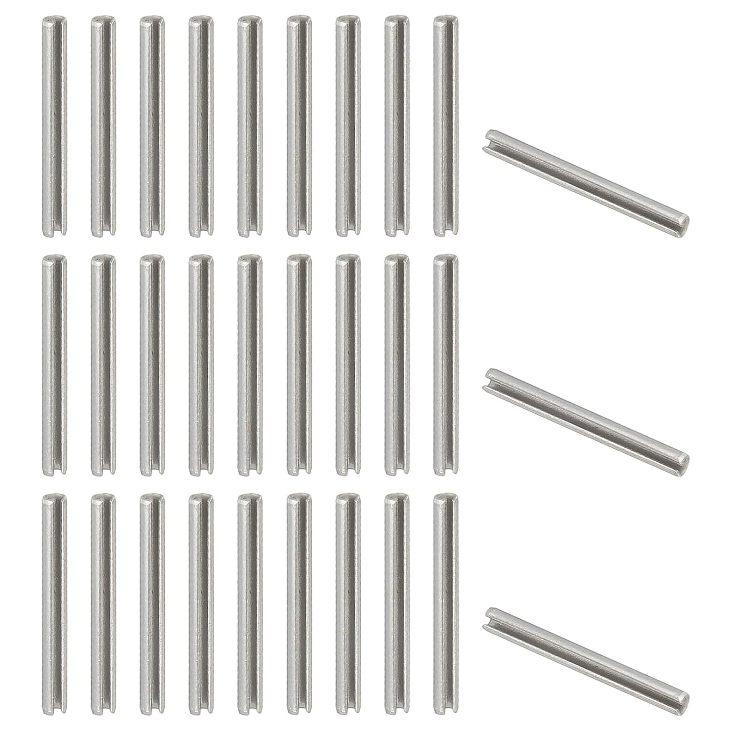 PATIKIL Slotted Spring Pin, 50 Pcs 1/8" x 3/4" (3.2mm x 20mm) 304 Stainless Steel Split Roll Pins Spring Dowel for Home Improvement Automotive Machine Repair, Silver - Colors A