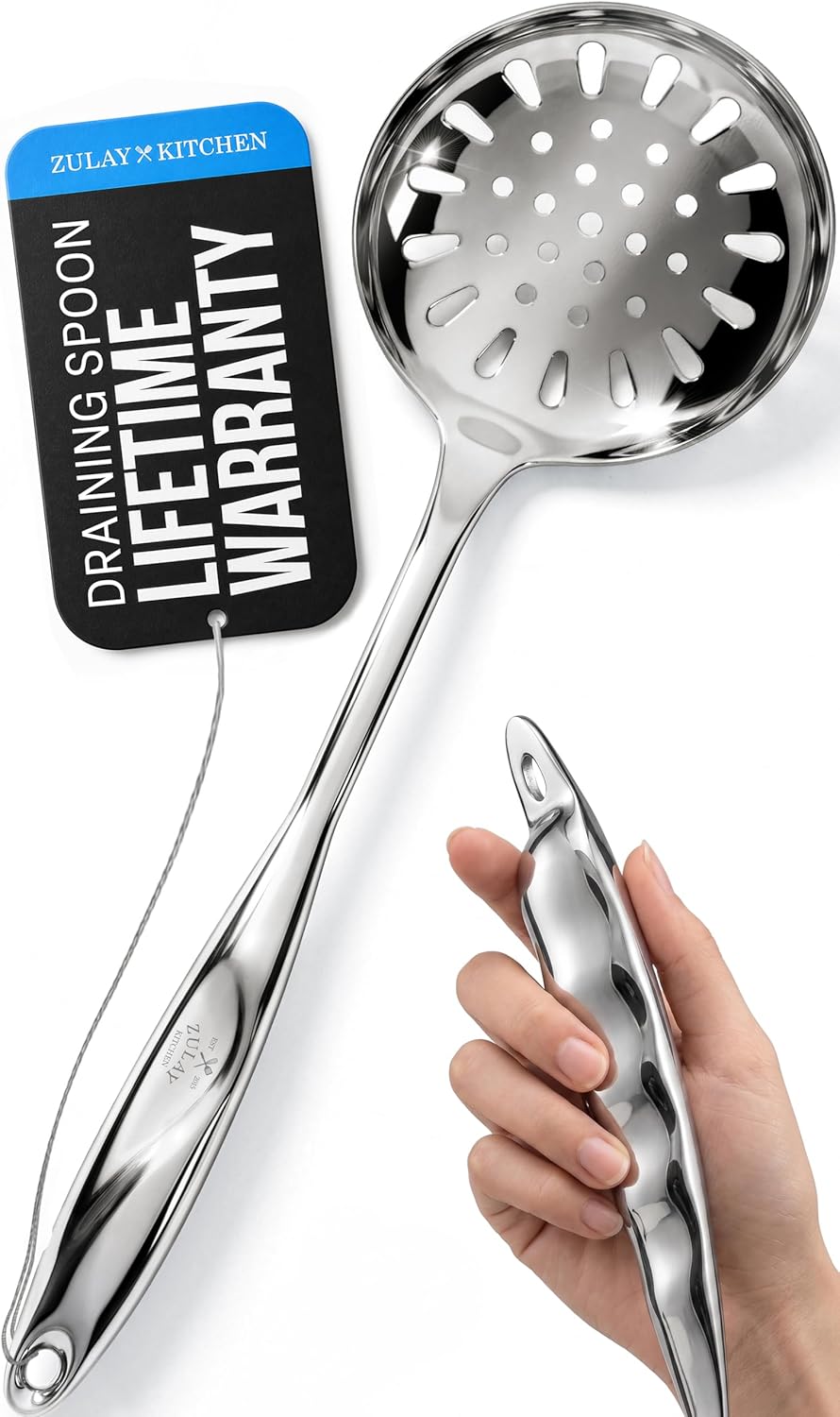 Zulay Kitchen Stainless Steel Spatula - 14.8” Heat-Resistant Metal Slotted Turner for Cooking, Frying & Grilling - Durable, Rust-Proof & Dishwasher Safe Kitchen Utensil for Everyday Use