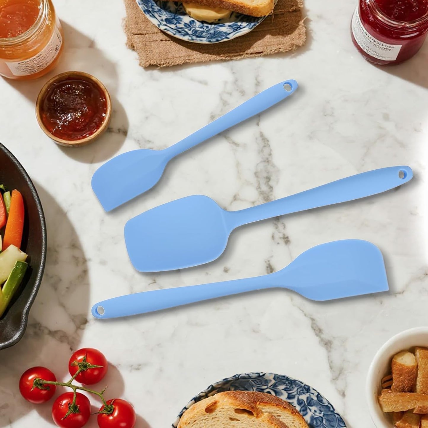 Spatulas Silicone Heat Resistant, Rubber Spatula Food Grade, Handle with Ergonomic Grip Kitchen Utensils Set,Nonstick Silicona Cooking Utensils Set for Cooking and Mixing 3Pacs Purple