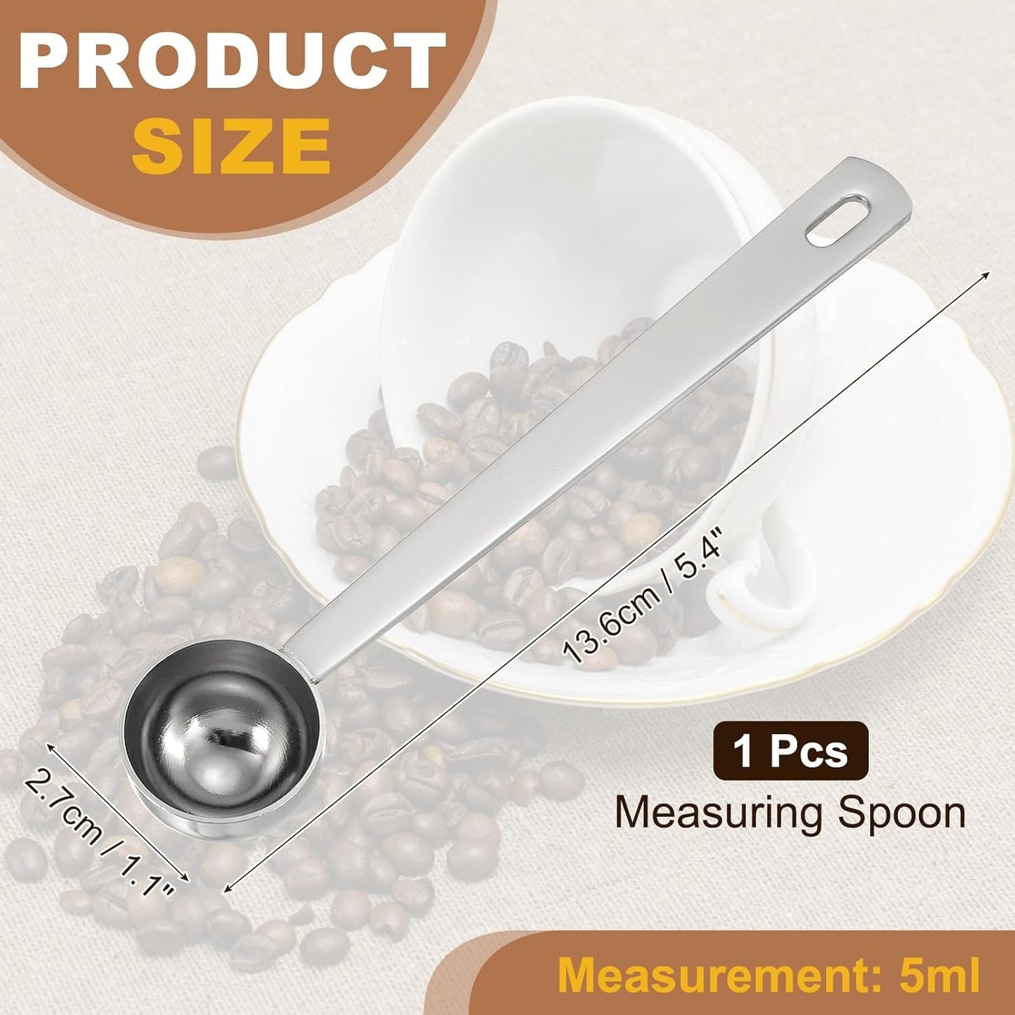 uxcell Measuring Spoon, 15ml Long Handle Table Scoop Teaspoon Coffee Scoop Spoon for Ground Coffee Tea Sugar Cooking Baking, Black