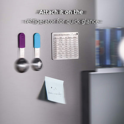 U-Taste Professional Measurement Conversion Chart Refrigerator Magnet in 18/8 Stainless Steel, Conversions for Cups, Tablespoons, Teaspoons, Fluid Oz and Milliliters