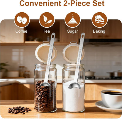 4PCS Coffee Scoop Spoons, 15ML (1 Tablespoon) Stainless Steel Measuring Spoons with Long Handle, Durable Coffee Scoopers for Ground Coffee, Tea and Baking Powder