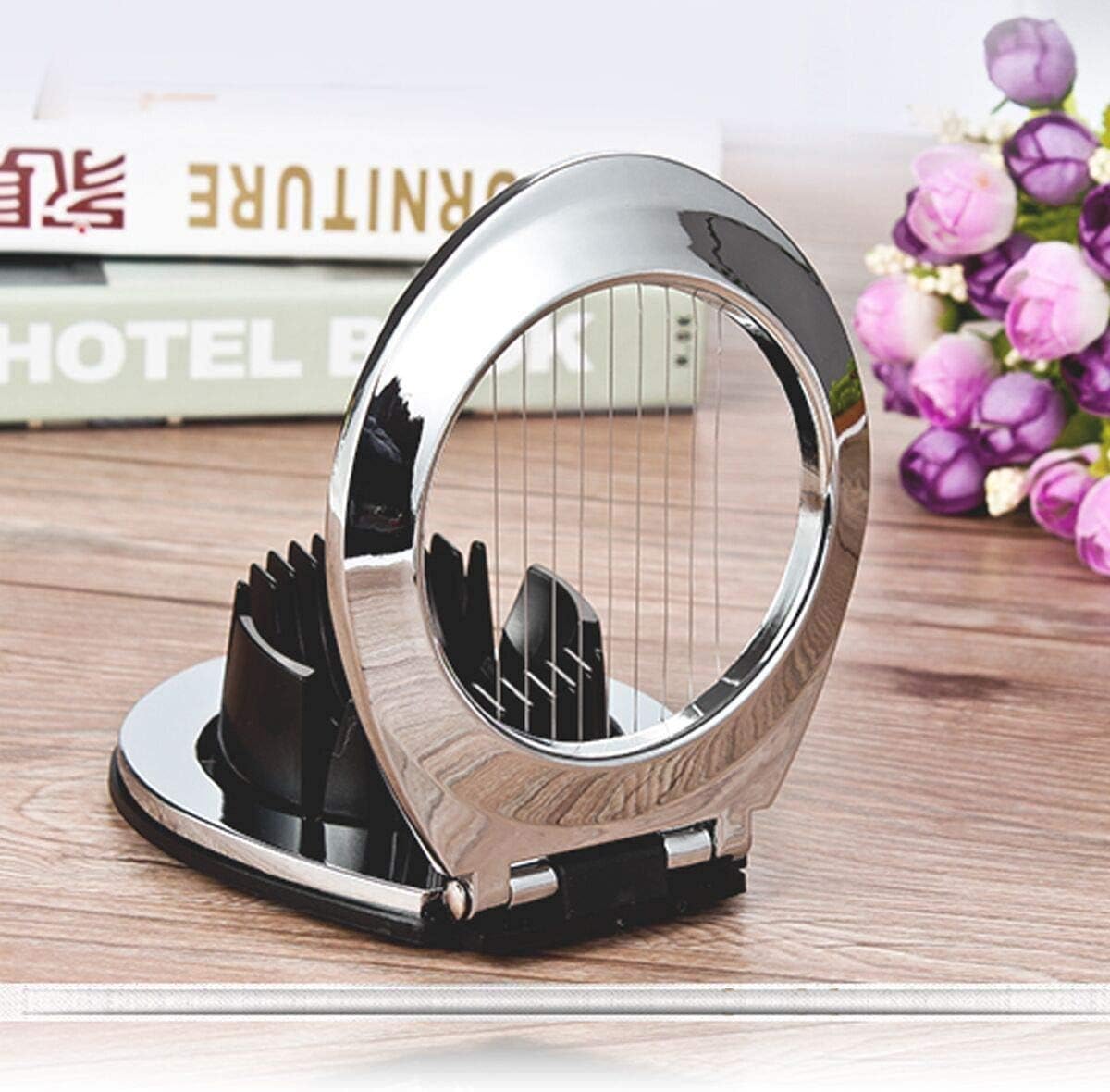 Egg Slicer Egg Cutter Egg Wedger For Hard Boiled Eggs,Stainless Steel Wire with 3 Slicing Styles Silver&Black