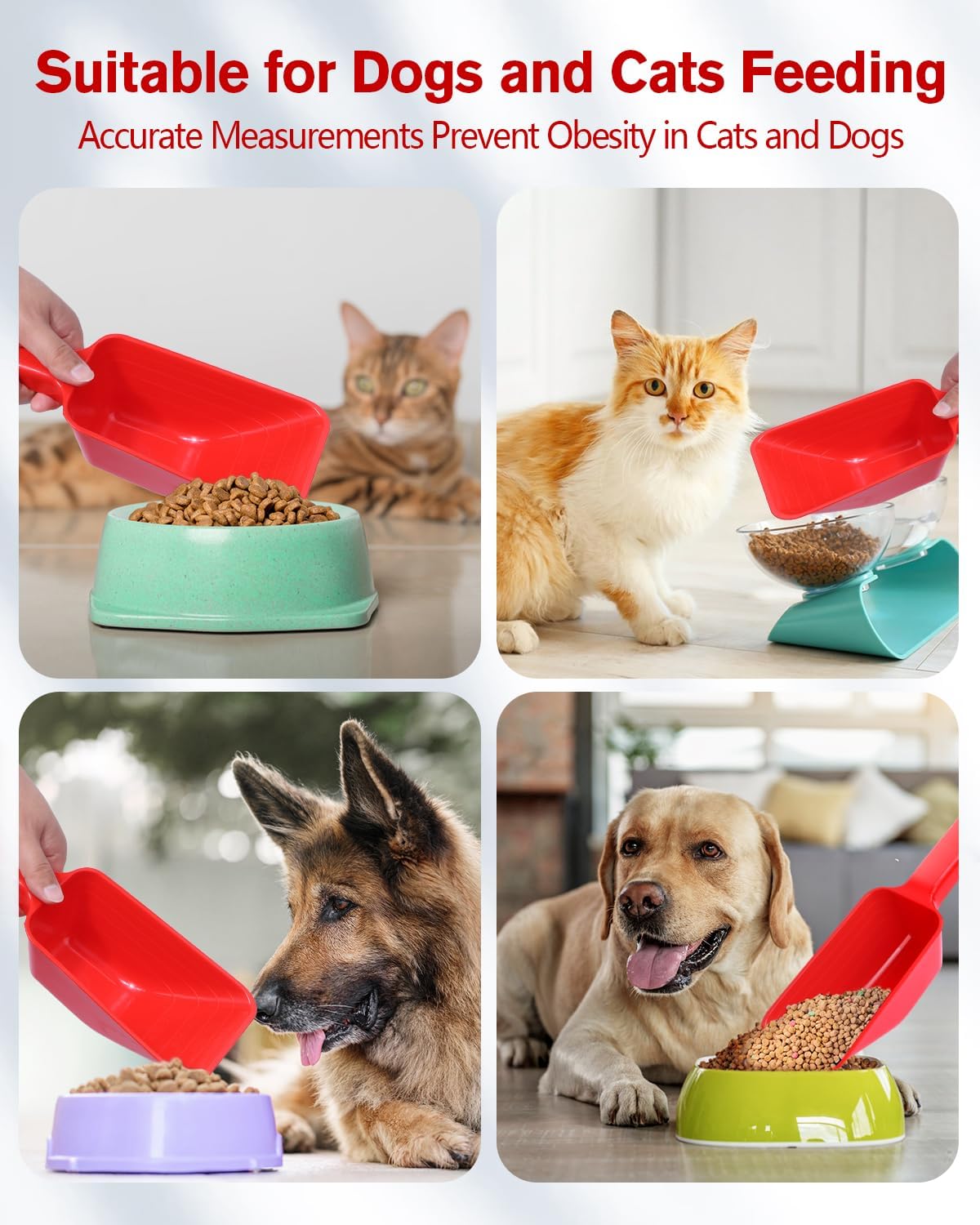 2 Cup Dog Food Scoop(2 Pack), Plastic Pet Food Scoop with Measuring Lines for Accurate Pet Food Portions,Dishwasher Safe (Grey and Pink)