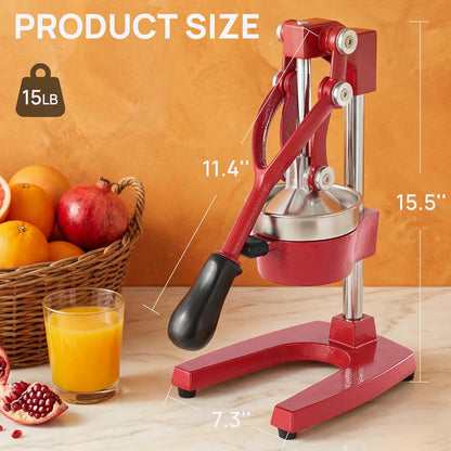 Kitchen Cast Iron Citrus Juicer,Manual Hand Press Orange Juicer,Heavy Duty Countertop Squeezer for Lemon,Orange, Easy to Use & Clean（Black)