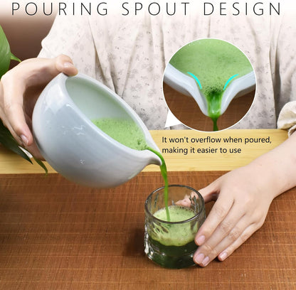 Artcome 7 Pcs Complete Matcha Ceremony Kit for Tea Ceremony, Bowl with Pouring Spout, Whisk, Tea Scoop, Matcha Powder Strainer, Matchatools For Making Usucha, Koicha and Matcha Latte (Black)