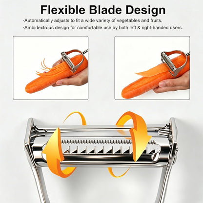 2 in 1 Vegetable Peeler, Stainless Steel Julienne Peeler, Multi-Function Design, Straight-edge blades for Peeling, Serrated blades for Julienne, for Potato Carrot Zucchini Cucumber, Kitchen Gift