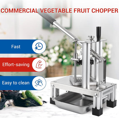 GarveeHome Commercial French Fry Cutter Vegetable Fruit Chopper with 4 Replacement Blades Stainless Steel Vegetable Dicer Fruit Slicer for Onion Potato Carrot Tomato