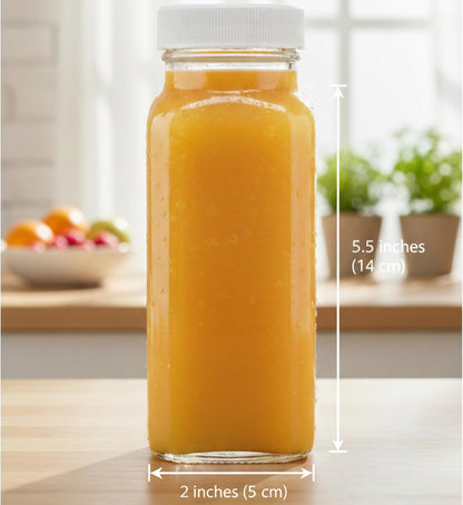 kitchentoolz 16oz Square Glass Milk Bottle with Lid - Glass Jars with Airtight Lid used for Milk Container, Yogurt, Smoothies, Juice, Kefir, & Water -2 Pack 16 oz Glass Bottles with Lids