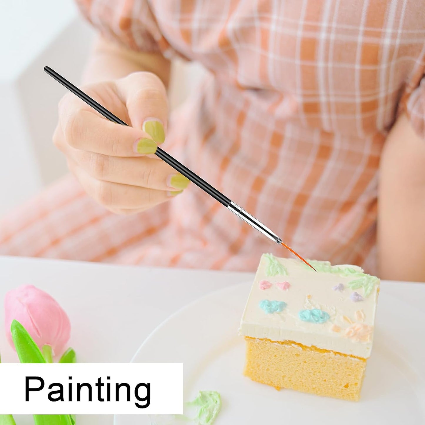 Aster 15Pcs Cake Decorating Brushes, Cake Painting Brushes Kit Food Safe Paint Brushes Multiple Function Cookie Brushes Fondant Sugar DIY Tool Set Candy Icing Pastry Brush for Baking(White)