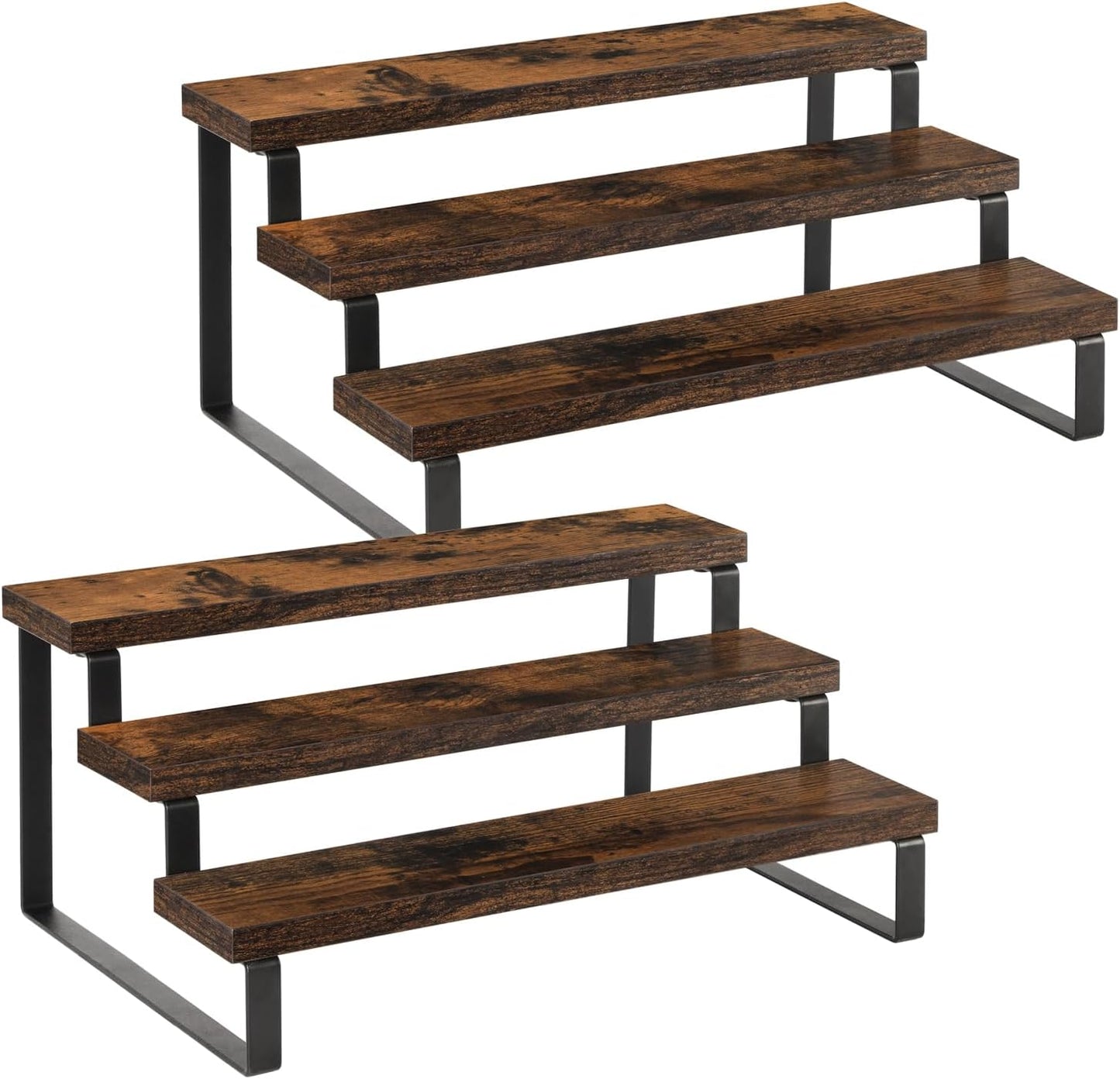 YINMIT Wooden Display Riser Stand, Tiered Perfume and Cologne Organizer Stand, 4 Tier Spice Rack Organizer, Rustic Display Shelf for Candles (4 Tier)