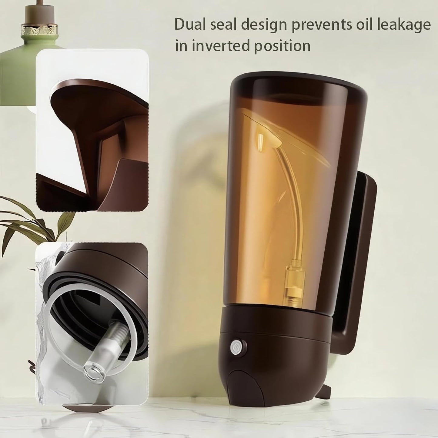 Olive Oil Dispenser Bottle with Precise Pour Spout, Dark Amber Glass, Kitchen and Dining