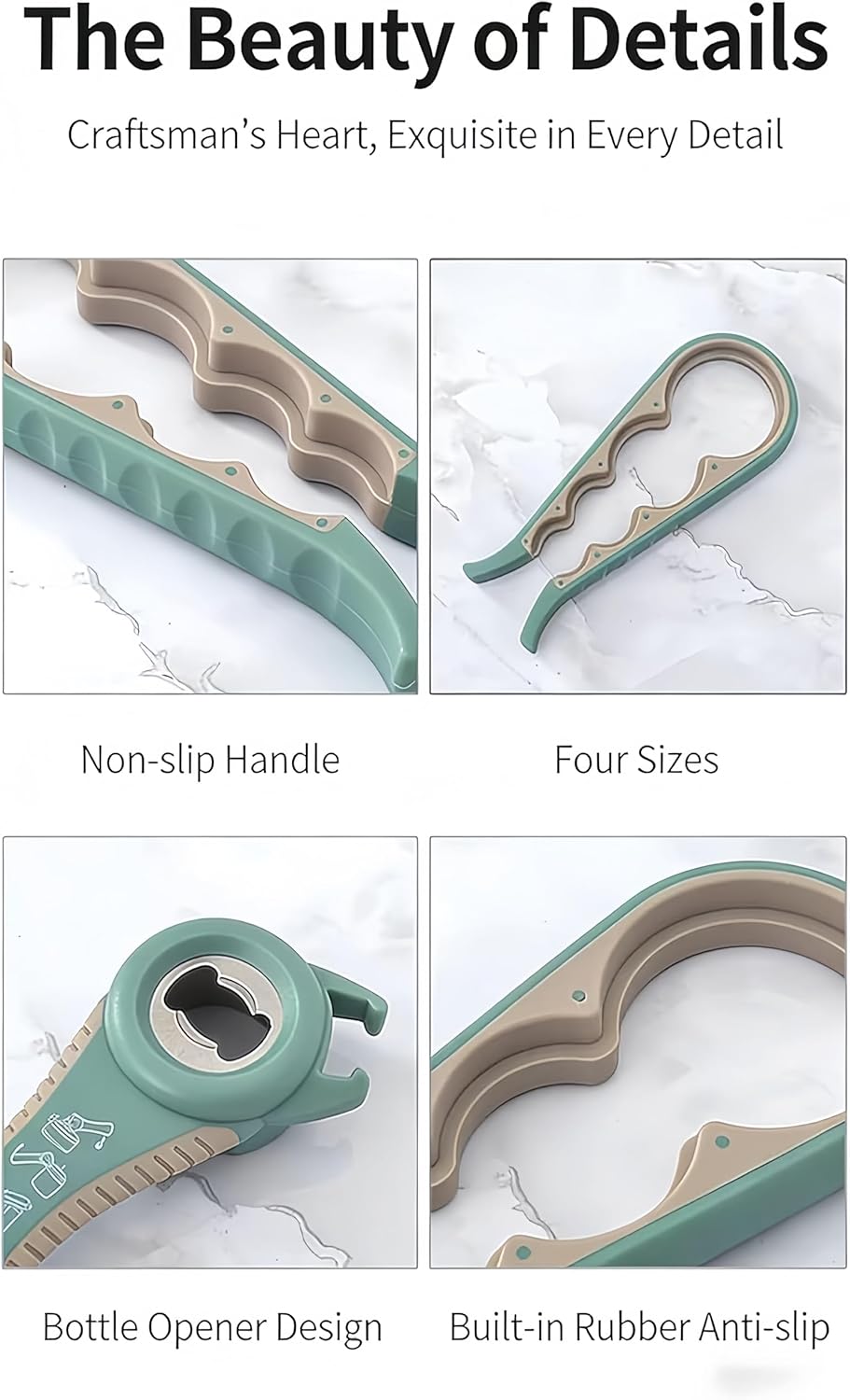 Opener | 5-in-1 Non-Slip Bottle Opener for Weak hands, Seniors with Arthritis and Anyone with Low Strength, featuring a leverage opener, a can opener, and a wine bottle opener