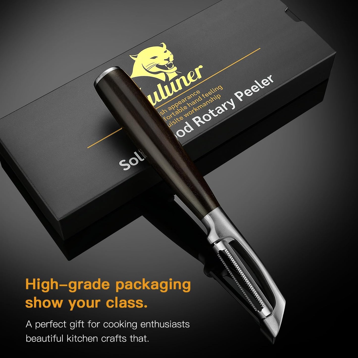 Serrated Blade Premium I Type 304 Stainless Steel Multifunctional Kitchen Peeler Real Wood Handle Ultra Sharp Blade Vegetable Potato Apple（Agarwood）