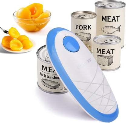CIRCLE JOY Electric Can Opener, One-Touch Automatic Can Opening with Smooth Edges, Food Safety Handheld Battery-Operated Can Opener for Kitchen and Seniors, Black
