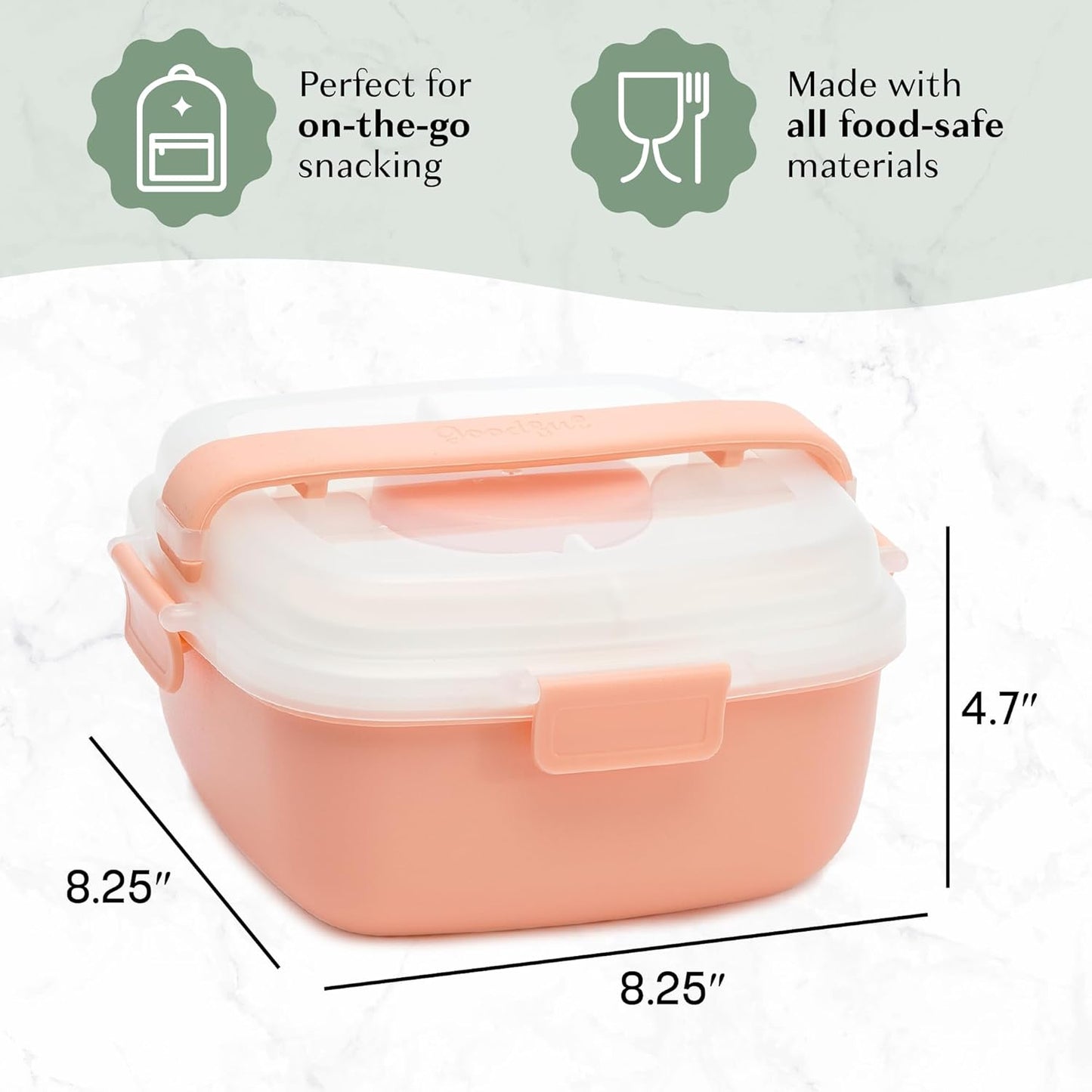 Goodful Stackable Lunch Box Container, Bento Style Food Storage with Removeable Compartments for Sandwich, Snacks, Toppings & Dressing, Leak-Proof and Made without BPA, 56-Ounce, Teal