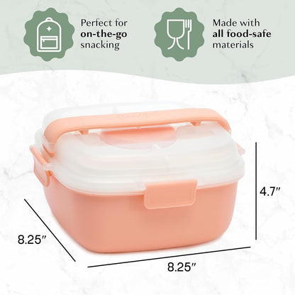 Goodful Stackable Lunch Box Container, Bento Style Food Storage with Removeable Compartments for Sandwich, Snacks, Toppings & Dressing, Leak-Proof and Made without BPA, 56-Ounce, Teal