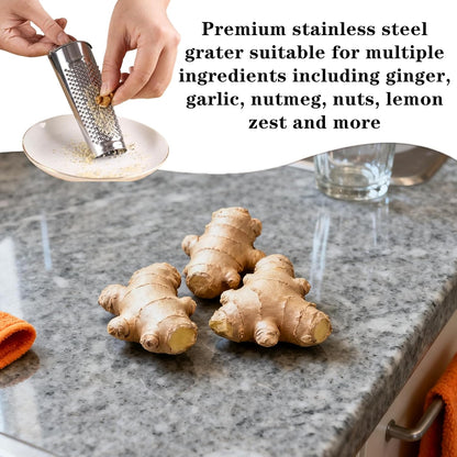 2 Pcs Ginger Grater Multifunctional Stainless Steel Garlic Grater Lemon Tool for Kitchen, Silver