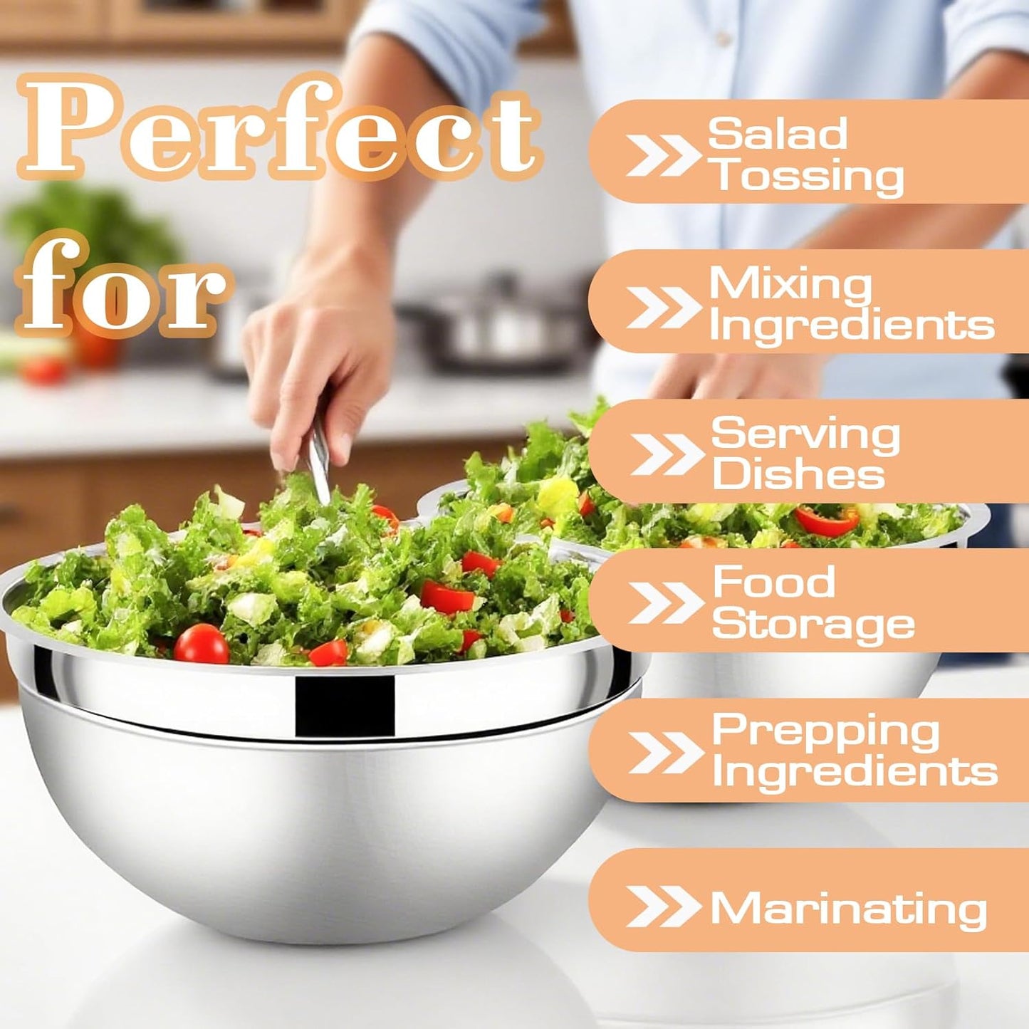 Lazycorner Stainless Steel Mixing Bowls with Airtight Lids Set of 7 Stainless Steel Bowls Set with 3 Grater Attachments Great for Serving & Baking