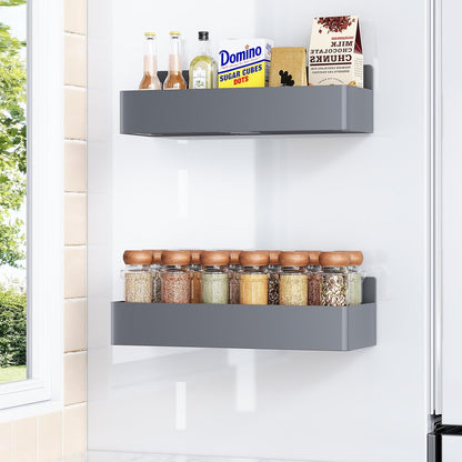 Mystozer Magnetic Spice Rack for Refrigerator, Kitchen Organizer and Storage Shelf, Black (4 Pack)…